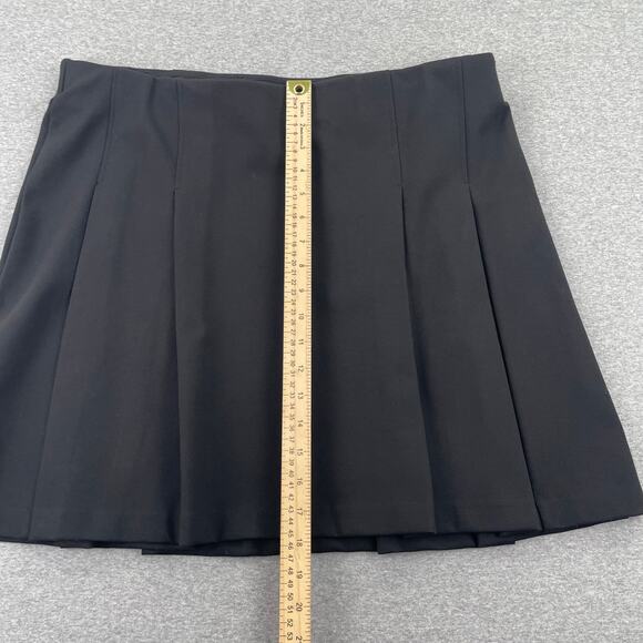 MANGO Pleated Mini Skirt Black Womens XL Minimalist Pull-On Emo Grunge Swingy - Picture 6 of 8